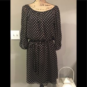 Enfocus Studio Black and Tan Polka Dot Midi Dress